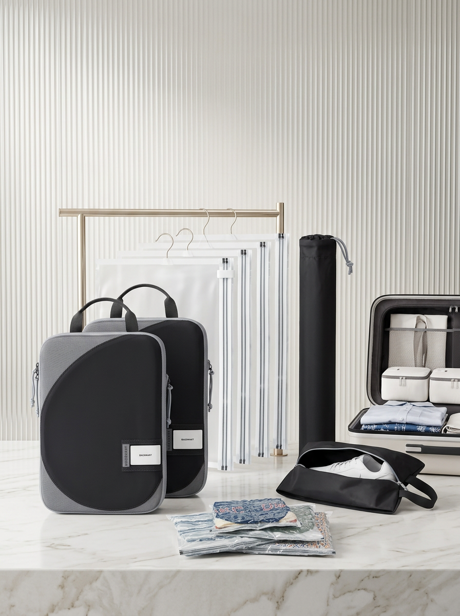 Compression Packing Cubes 8-Piece Set — Pack 70% More in Your Luggage